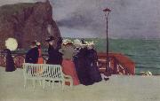 Felix Vallotton The Beach Promenade in Etretat oil painting reproduction
